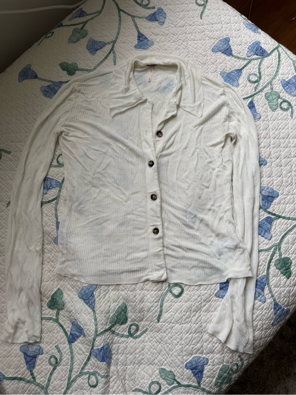 Free People Ribbed Button-Up Top